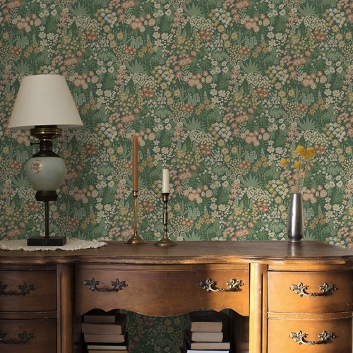 Emerald green floral wallpaper - emerald,