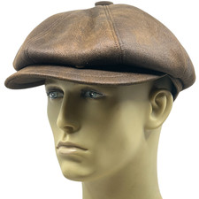 Peaky Blinders Newsboy Leather Look Gatsby Cap Hat Flat Baker Boy Bakerboy Men's