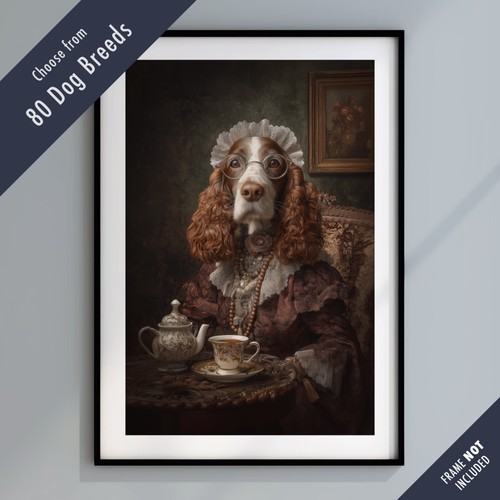 Dressed dog tea party - tea, portrait