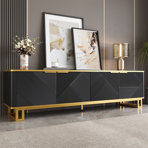 Cabinet 160 black 4 - tv, gold
