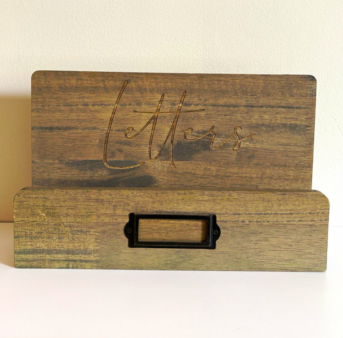 Rustic wooden letter rack - rustic,