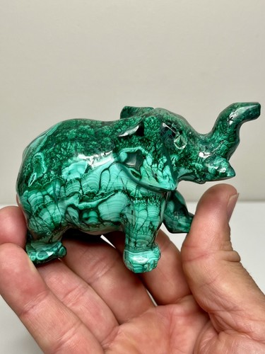 Malachite elephant carving - malachite,