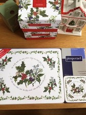 BNIP Portmeirion The Holly & The Ivy Set 6 Placemats/6 Coasters Christmas