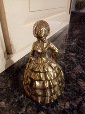 Vintage Mid Century Crinoline Lady Brass Hand bell  13 CM.