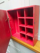 Vintage solid wood postbox red wooden hinged box with compartments -20" square