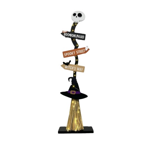 Witch broom sign - broom, lighted