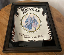 Vintage 1970s Wooden Frame Bovril Pub Bar Advertising Wall Mirror 33 cm x 25.5cm