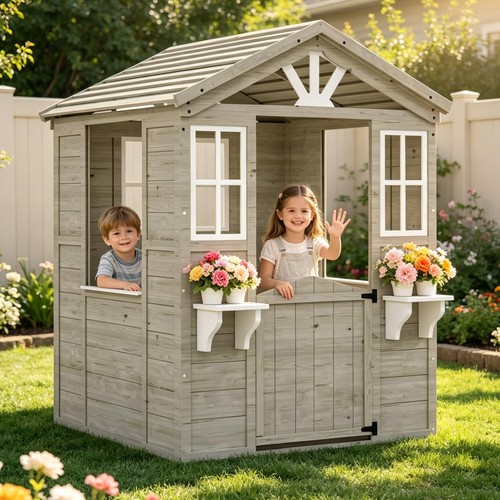 Wooden kids playhouse - wooden,