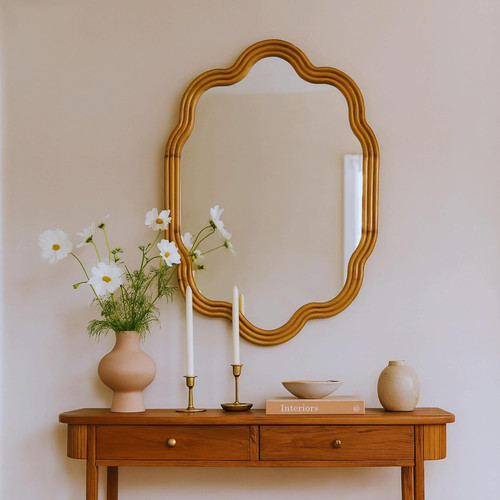 Natural wood framed scalloped - natural,