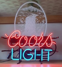 Vintage Coors Light Beer NEON GAS Light Bar Pub Sign Red &Blue Antique Used