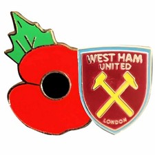 New West Ham Utd Remembrance Day P0ppy Badge, West Ham Fans Football Pin Badge