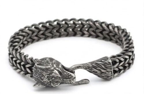 Mens black wolf head - black, cuban