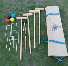 LINDOP Boxed croquet set 4 Mallets 6 pegs stump 4 balls and a Mallet