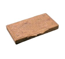 Antique Slim Pill / Playing Card Box ~ Brass with Embossed Flowers Trinket Box