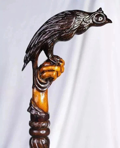 Wooden walking stick hand