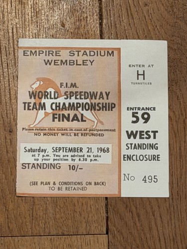 Ticket 1968 speedway - speedway, world