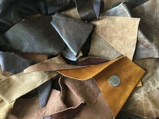 Brown leather offcuts - brown, scrap