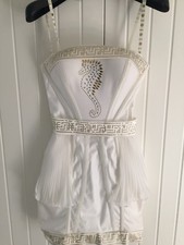 Catwalk Collection White And Gold Mini Dress One Size Mother Of The Bride Races 
