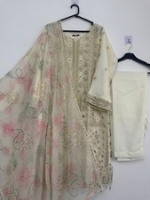 embroidered 3 piece stitched Pakistani/Indian party wear dress, size L