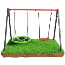 Children Swing Set Steel Frame Heavy Duty Garden Playset 50x50mm Steel Tubes