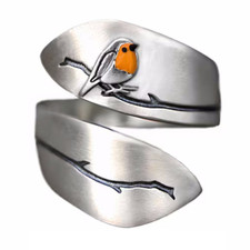 Silver Robin Bird Ring Animal