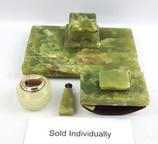 Onyx Vintage Desk Set - Sold Individually - Inkwell Blotter Seal Colibri Lighter