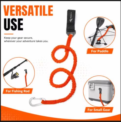Coiled paddle leash - paddle, orange