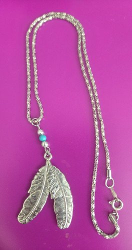 Silver toned double feather - silver-toned,