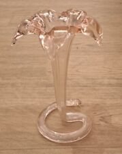 GLASS HAND BLOWN PINK TRUMPET TWISTED STEM GLASS ORNAMENTAL FLOWER VASE