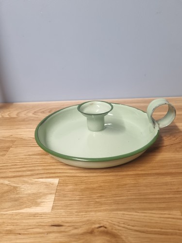Vintage enamel chamberstick - vintage,