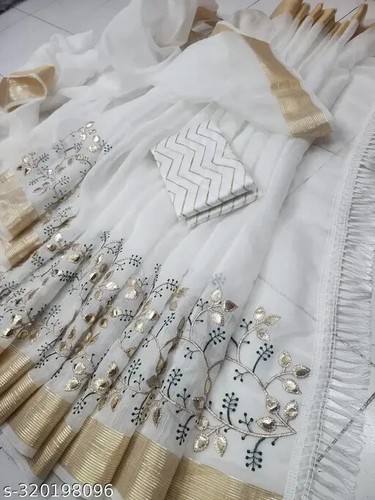 Women cotton linen saree - cotton,