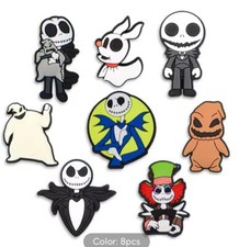 8x NBC Nightmare Before Xmas Jack Shoe Crocs Charms Cult Horror Gift  Set