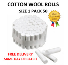 COTTON WOOL ROLLS SIZE 1 (SMALL) WHITE PROFESSIONAL SPORT NOSE BLEED PLUGS PK 50