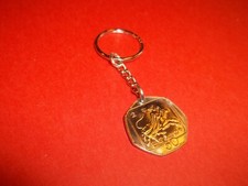 FIFTY (50) CENT COIN - CYPRUS - SILVER PENDANT KEY RING / CHAIN - 1994 to 2004