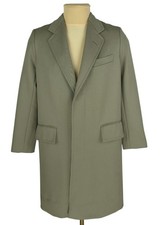 Dunhill Mens Grey-Olive Wool Cavalry Twill Overcoat Coat Size EU 46R / UK 36 (S)