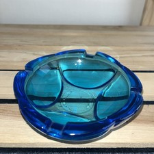 Vintage Ashtray Blue Glass By Fidenza Made In Italy 1960s