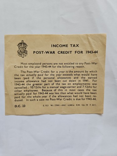 Income tax post - post, credit