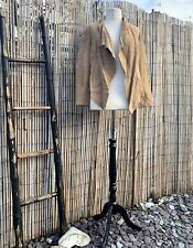 South Genuine Tan Suede Leather Open Asymmetric Waterfall Drape Jacket Size 10