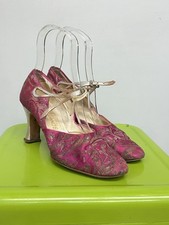 Antique 1920s Pink Bonwit Teller & Co w/ Gold Lamé Art Deco Ladies Shoes Flapper