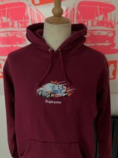 SUPREME HOODIE COP CAR ON FIRE COTTON DARK MAGENTA MEDIUM