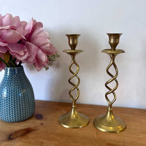 Pair brass twisted - of,