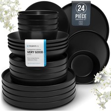 24 Piece Black Dinner Sets for