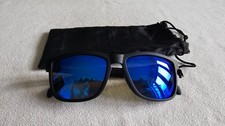 Foster Grant black frame polarized mirror sunglasses. SR 1224. With bag.