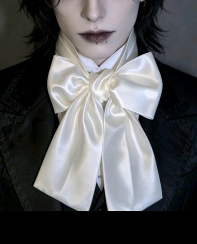 Cream satin cravat - satin,