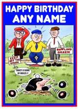 PERSONALISED BOWLS JOKE FUNNY CARTOON BIRTHDAY/OTHER CARD FREE POST 1ST CLASS