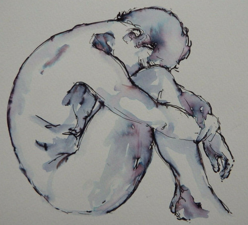 Male nude ink drawing - nude,