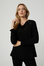 New without Tags Joseph Ribkoff Black Zipper Detail Top - Size 18UK 