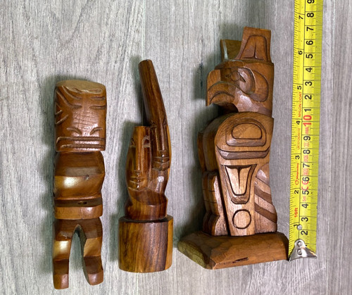 Vtg and carved wooden totem - carved,