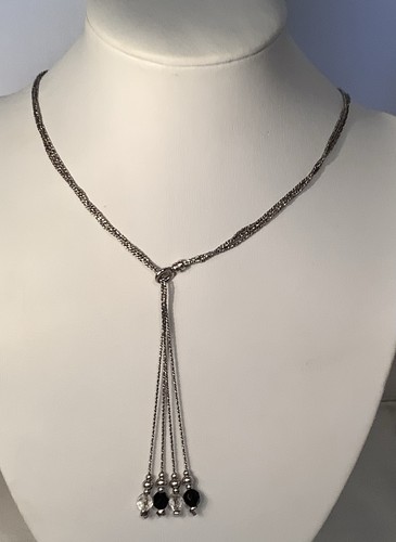 Silver slider lariat necklace - lariat,