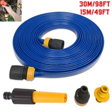 30m Food Safe Drinking Lay Flat Water Hose Pipe & Connectors Motorhomes caravan